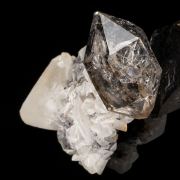 Quartz on Calcite with Anthraxolite (petroleum)