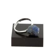 Silver Plated raw Sapphire Ring. 17.75 ct.