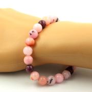 Pink Opal + Lepidolite Bracelet 8 mm Beads.