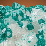 Dioptase  on Calcite