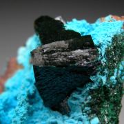 Malachite crystals on Chrysocolla