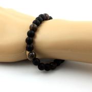 Matte Black Onyx + Bronzite Bracelet 8 mm Beads.