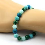 Angelite + Malachite + Turquoise + Chrysocolla Bracelet 8 mm Beads.