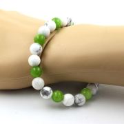 Peridot + Howlite Bracelet 8 mm Beads.