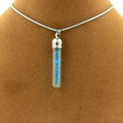 Raw neon blue Apatite necklace.