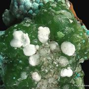 Smithsonite var. Cuprian, Aurichalcite, and Calcite