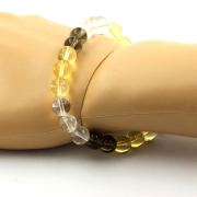 Quartz + Citrine + Smoky Quartz Bracelet 8 mm Beads.