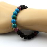 Lepidolite + Matte Black Onyx + Chrysocolla Bracelet 8 mm Beads.