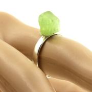 Silver Plated raw Peridot Ring. 11.88 ct.