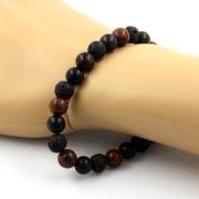 Mahogany Obsidian + Black Obsidian + Lava Bracelet 8 mm Beads.