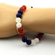 Red Agate + Moonstone + Lapis Lazuli Bracelet 8 mm Beads.