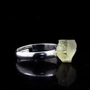 Silver Plated raw Spodumene Hiddenite Ring. 9.58 ct.