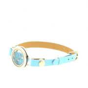 Raw neon blue Apatite strap watch model 25 mm.