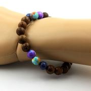 Blue Jasper + Blue Purple Jasper + Blue Orange Jasper + Wood Bracelet 8 mm Beads.