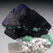 Azurite on Barite with Malachite