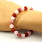 Pink Opal + Rhodonite + Red Agate + Pink Quartz Bracelet 8 mm Beads.