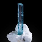 Beryl var. Aquamarine on Albite