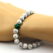 Howlite + Malachite Bracelet 8 mm Beads.