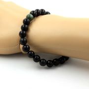 Black Agate + Seraphinite from Russia Bracelet 8 mm Beads.