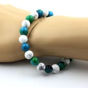 Howlite + Chrysocolla Bracelet 8 mm Beads.