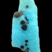 Chrysocolla pseudo. after gypsum, quartz, malachite