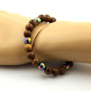 Multicolor hematite + wood Bracelet 8 mm Beads.