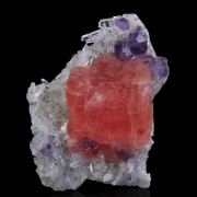 Rhodochrosite, Fluorite on Quartz