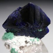 Azurite on Barite with Malachite