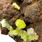 Adamite, calcite