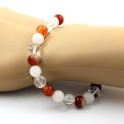 Quartz + Moonstone + Banded Agate Bracelet 8 mm Beads.