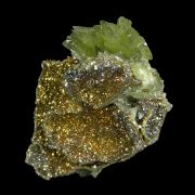 Ludlamite with Siderite on Pyrite