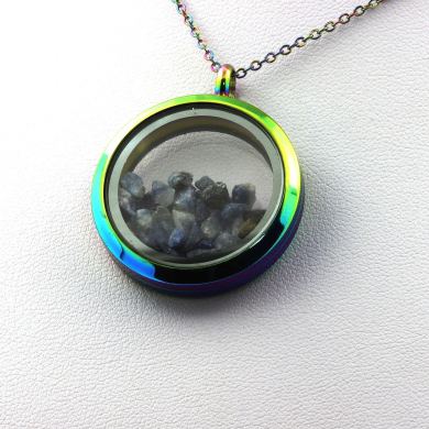 Raw Benitoite necklace.