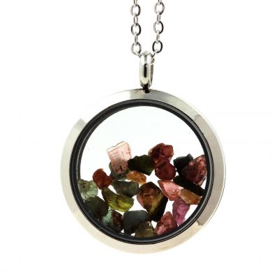 Multicolor raw tourmaline necklace.