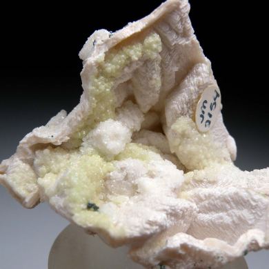 Dolomite after Tarnowitzite with Copper on Dolomite cast