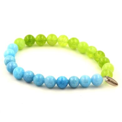 Peridot + Blue Chalcedony Bracelet 8 mm.