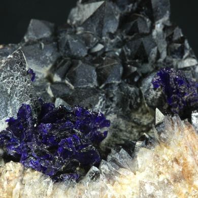 Azurite on Quartz