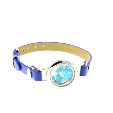 Raw neon blue Apatite strap watch model 25 mm.