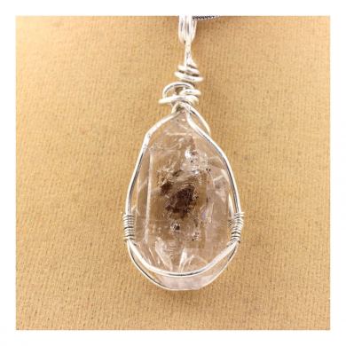 Necklace raw Quartz Diamond with inclusions.