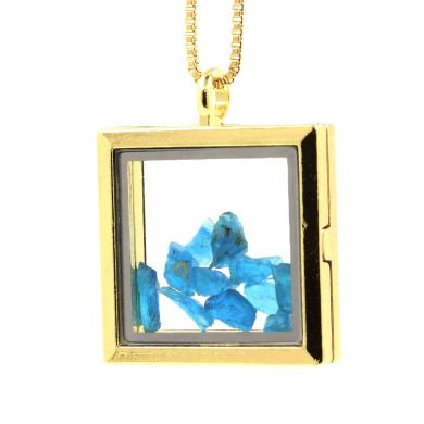 Raw neon blue Apatite necklace.