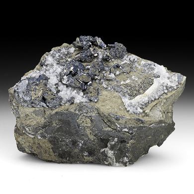 Chalcocite with Calcite, Pyrite