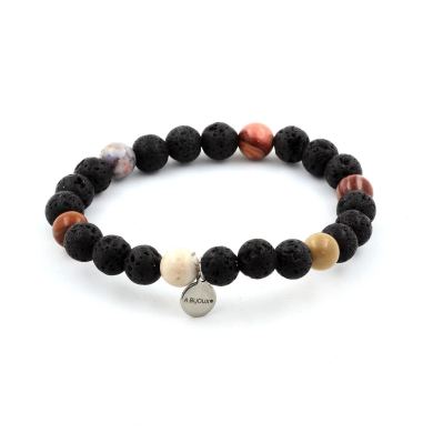 Petrified wood + Lava Bracelet 8 mm Beads.