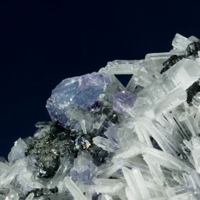 Fluorite and Tetrahedrite on Quartz