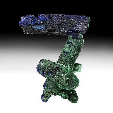 Azurite with Malachite after Azurite