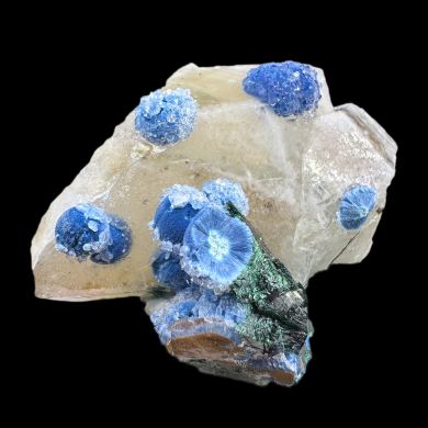 Quartz, shattuckite, malachite