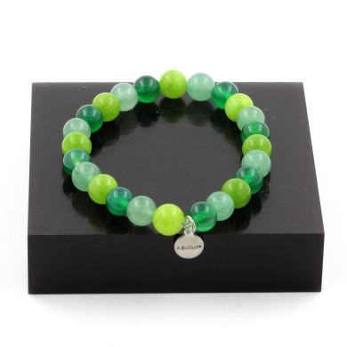 Aventurine + Peridot + Green Agate Bracelet 8 mm Beads.