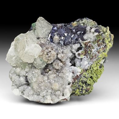 Cuprite with Calcite, Dolomite, Conichalcite