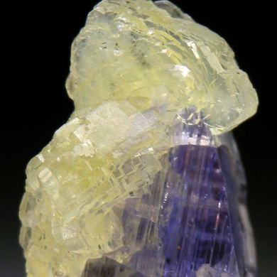 Prehnite on Tanzanite