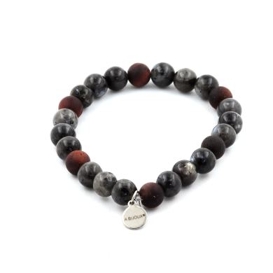 Labradorite + matte red Tiger's Eye Bracelet 8 mm Beads.