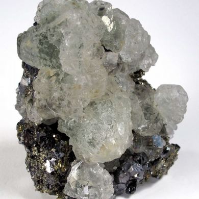 Fluorite on Pyrite and Galena