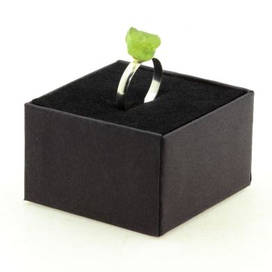 Silver Plated raw Peridot Ring. 11.29 ct.